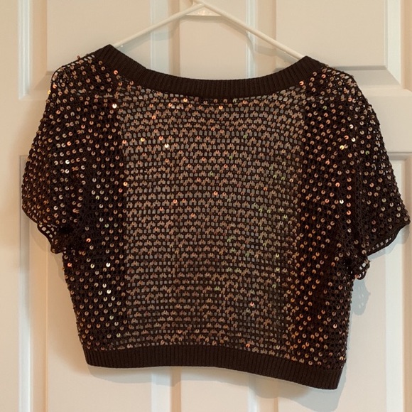 Sparkly rich chocolate brown sequined shrug - Picture 6 of 7